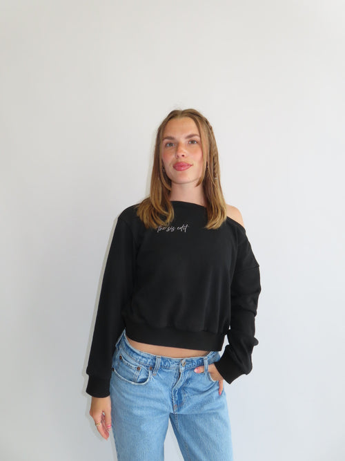 Sis Edit Off the Shoulder Cropped Crewneck